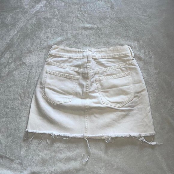 Pacsun White Embroidered Flower Denim Mini Skirt - Picture 2 of 4